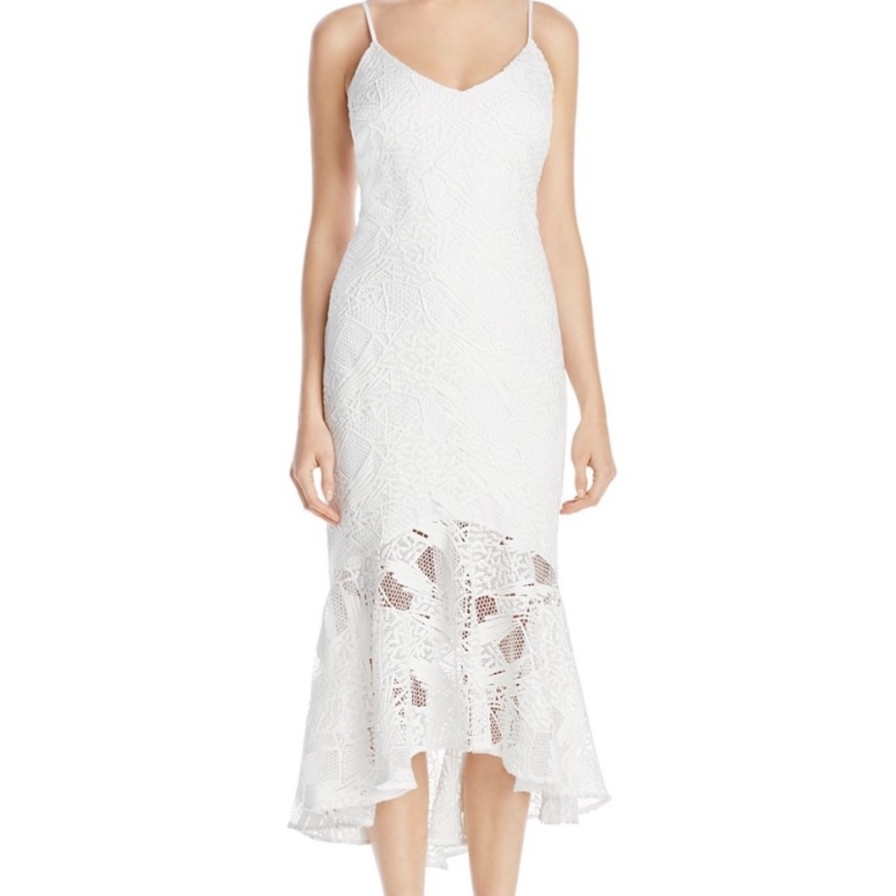 White lace mermaid midi dress